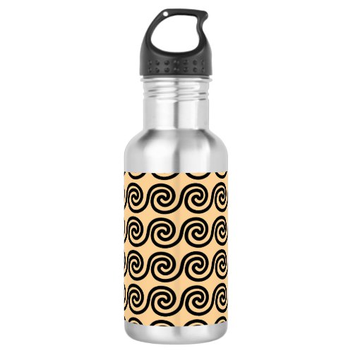 Greek Meander Key Waves Pattern Brown Stainless Steel Water Bottle