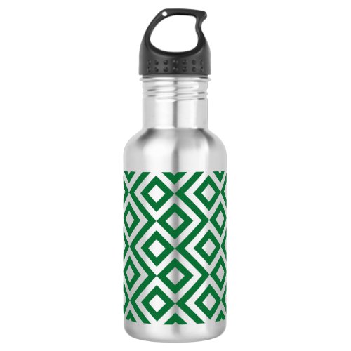 Green and Silver Meander Stainless Steel Water Bottle