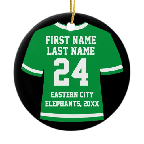 Green Photo Football Soccer Hockey Sports Jersey Ceramic Ornament