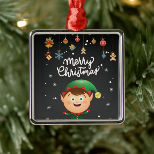 Happy Elf, Merry Christmas 2022 Metal Ornament