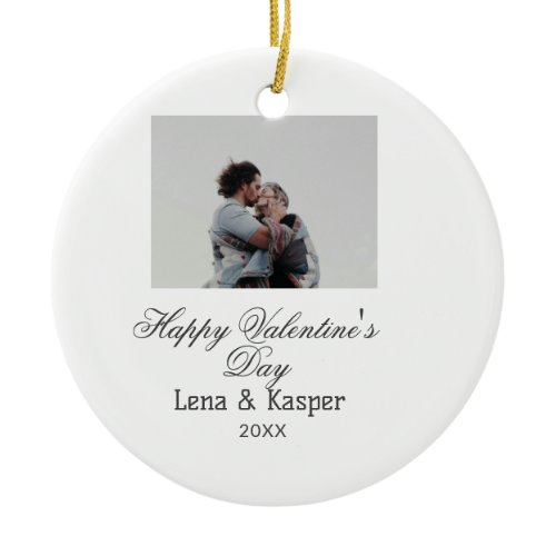 Happy Valentine's day couple photo modern simple t Ceramic Ornament
