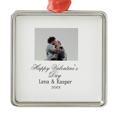 Happy Valentine's day couple photo modern simple t Metal Ornament