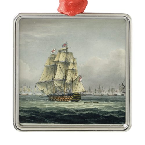 HMS Victory sailing for the French line flanked by Metal Ornament
