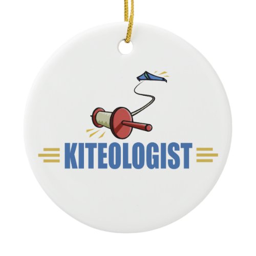 Humorous Kite Flying Ceramic Ornament