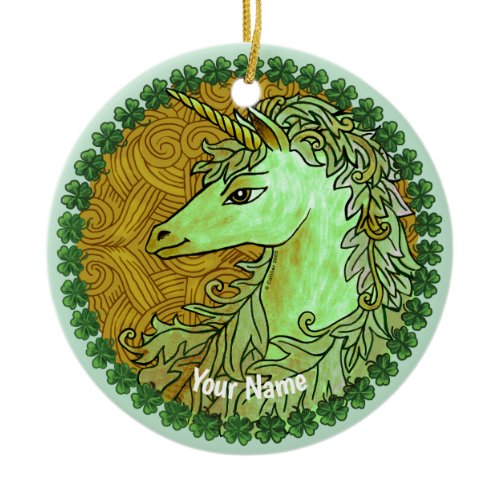 Irish Unicorn  Ceramic Ornament