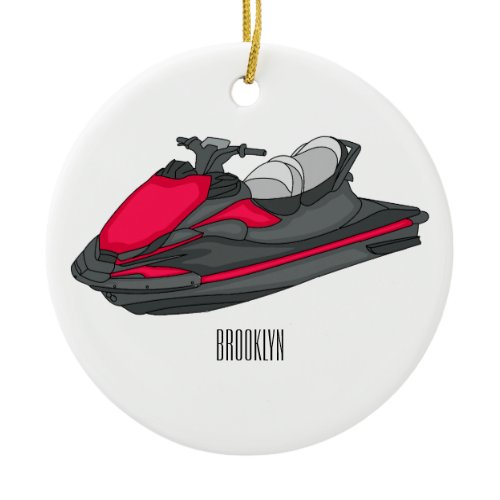 Jet ski cartoon illustration ceramic ornament