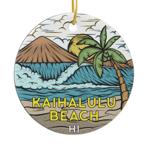 Kaihalulu Beach Hawaii Vintage Ceramic Ornament