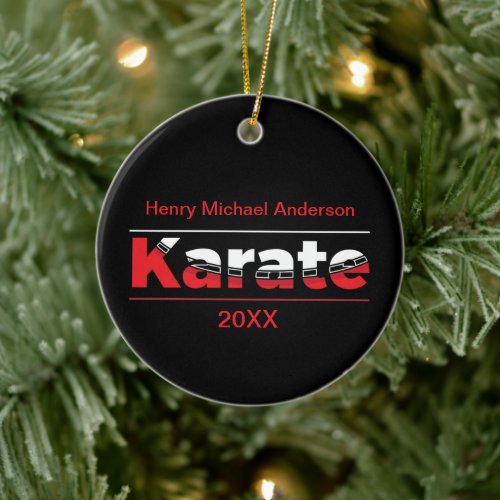 Karate Martial Arts Red Ceramic Ornament