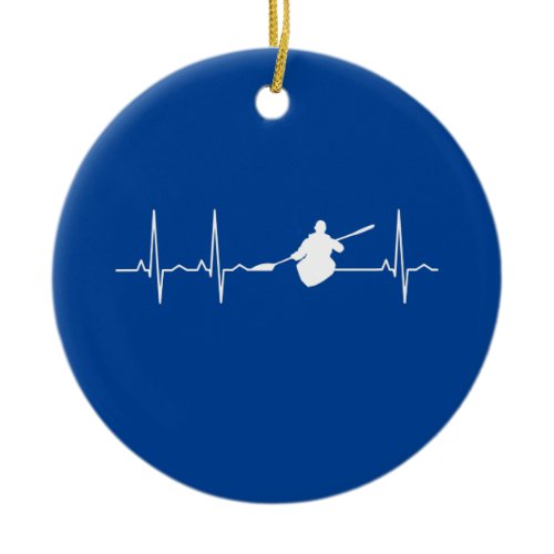 Kayaking Heartbeat Ceramic Ornament