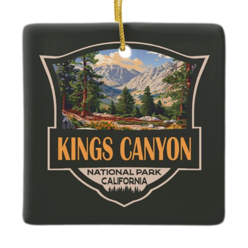 Kings Canyon National Park Illustration Retro Art Ceramic Ornament