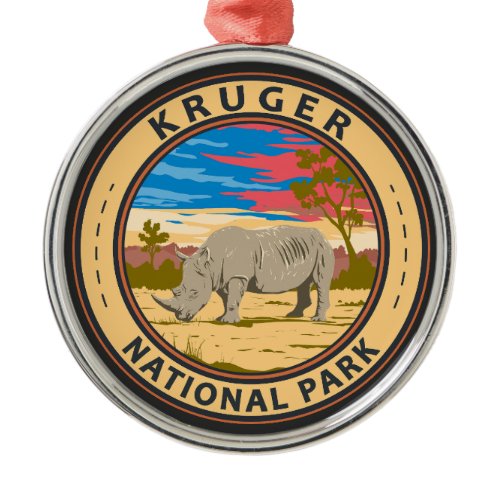 Kruger National Park White Rhinoceros Travel Art Metal Ornament