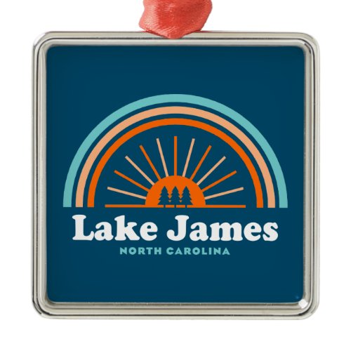 Lake James North Carolina Rainbow Metal Ornament