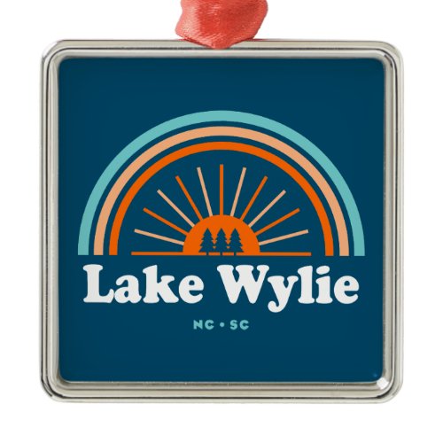 Lake Wylie North Carolina South Carolina Rainbow Metal Ornament