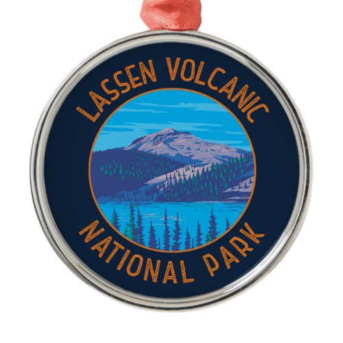 Lassen Volcanic National Park Retro Distressed Metal Ornament