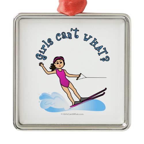 Light Female Water Skier Metal Ornament