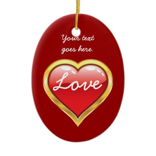 Love Red Golden Heart Valentine’s Day ornament