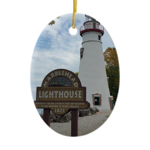 Marblehead Lighthouse Photo on a  Ceramic Ornament