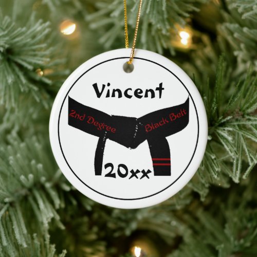 Martial Arts 2nd Degree Black Belt (Red) Ceramic Ornament