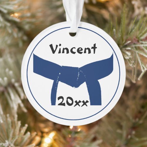 Martial Arts Dark Blue Belt Rank Ornament