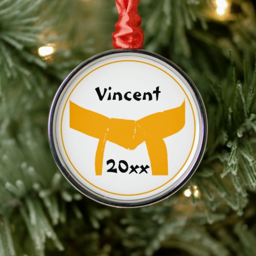 Martial Arts Orange Belt Metal Ornament