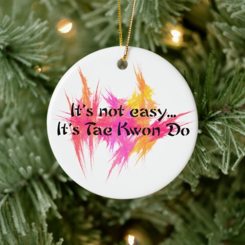 Martial Arts Taekwondo Pink and Orange Ceramic Ornament