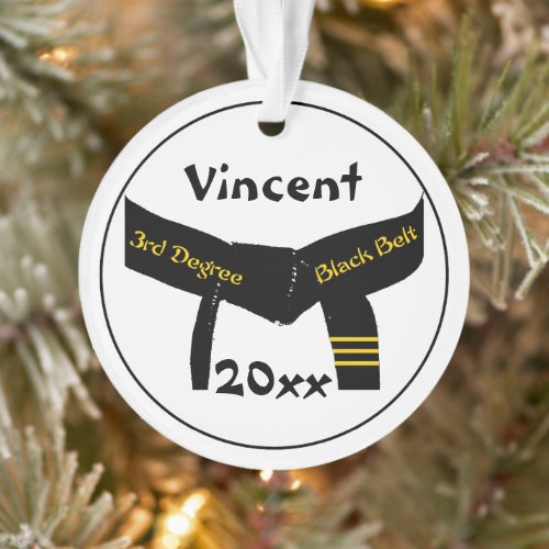 Martial Arts Third Degree Black Belt Ornament