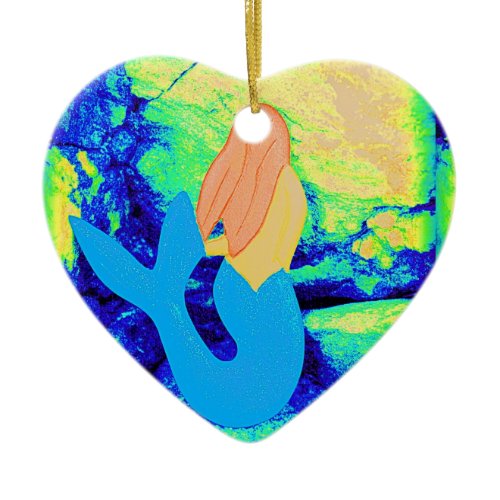 mermaid design ceramic ornament