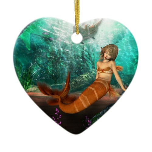 Mermaid with Shipwreck Ceramic Ornament