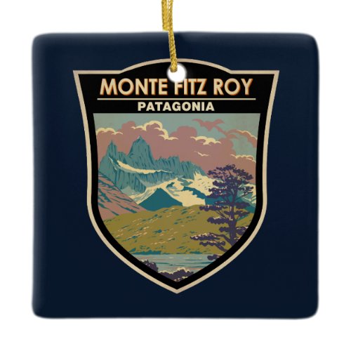 Monte Fitz Roy Patagonia Travel Art Vintage Ceramic Ornament