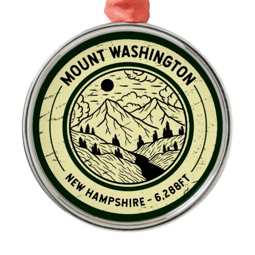 Mount Washington New Hampshire Hiking Skiing Retro Metal Ornament
