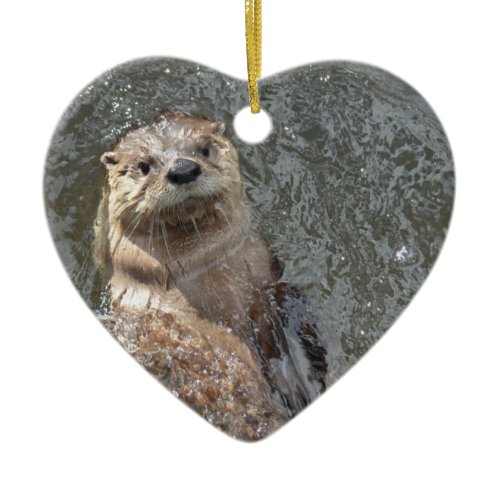 Otter Flip Turns Ceramic Ornament