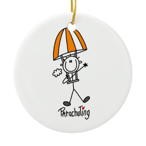 Parachuting Stick Figure Ceramic Ornament