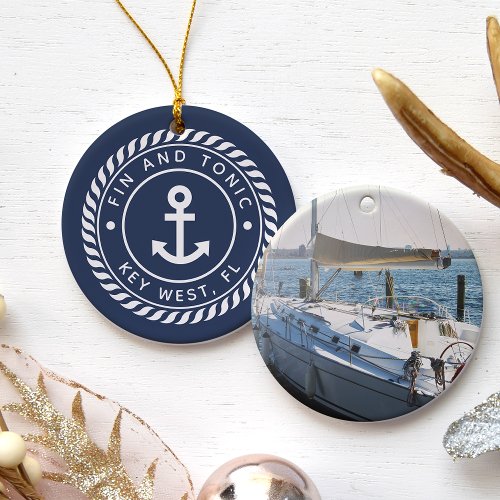 Personalized Boat Name &amp; Photo | Nautical Ceramic Ornament