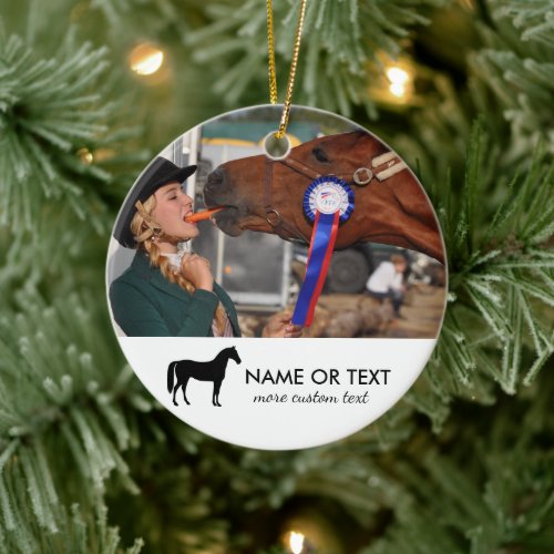 Personalized Horse Riding Photo Equestrian Ceramic Ornament