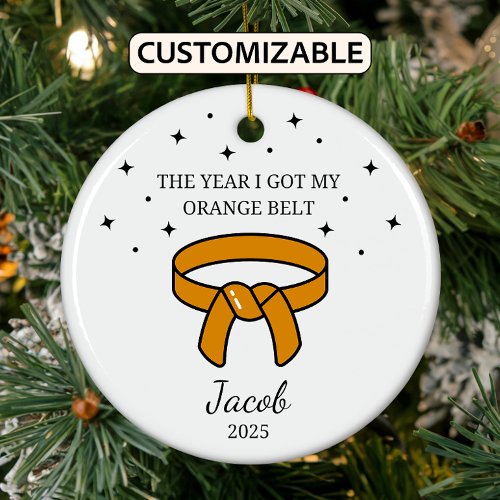 Personalized Karate Orange Belt, Taekwondo Outfit Ceramic Ornament