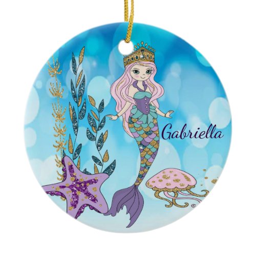 Personalized Magical Glitter Mermaid Ornament