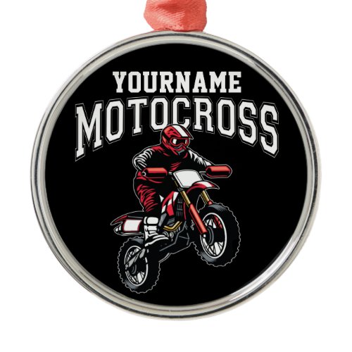 Personalized Motocross Dirt Bike Rider Racing  Metal Ornament