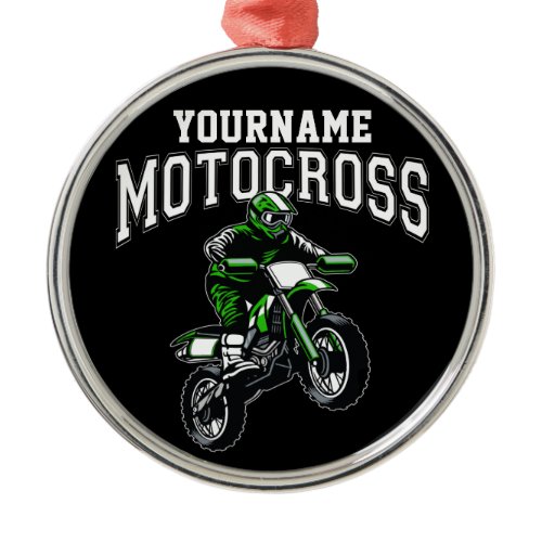 Personalized Motocross Dirt Bike Rider Racing Metal Ornament