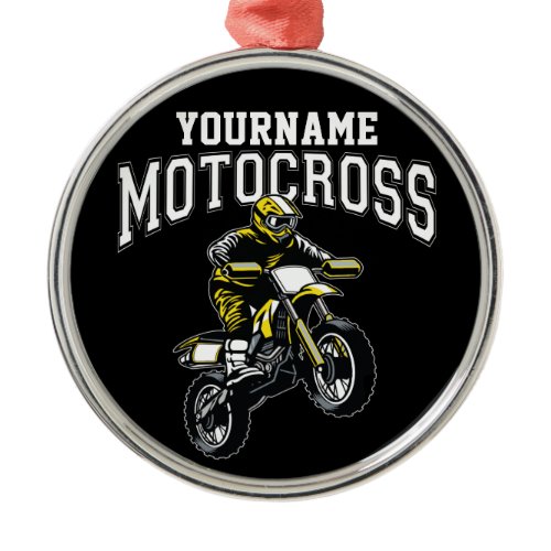 Personalized Motocross Dirt Bike Rider Racing  Metal Ornament