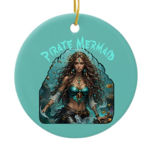 Pirate Mermaid Lady Thunder_Cove Ceramic Ornament