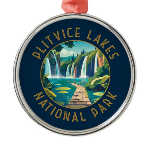 Plitvice Lakes National Park Croatia Distressed Metal Ornament