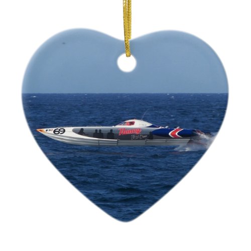 Powerboat Ceramic Ornament