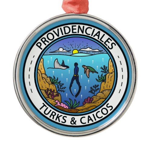 Providenciales Turks and Caicos Scuba Badge Metal Ornament