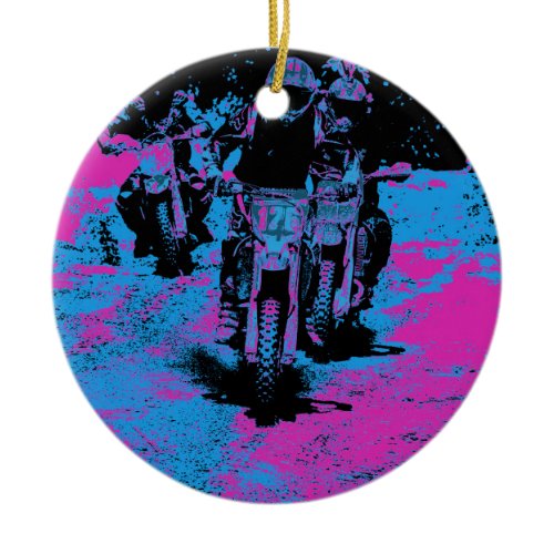 "Born to Race" Motocross Dirt-Bike Champion Racer Ceramic Ornament