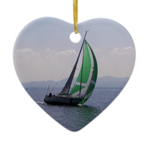 Racing yacht. ceramic ornament