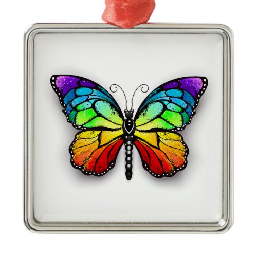 Rainbow butterfly Monarch Metal Ornament