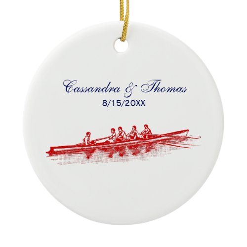 Red Rowing Rowers Crew Team Water Sports Ceramic Ornament