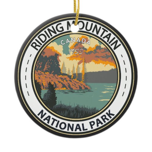 Riding Mountain National Park Canada Vintage Badge Ceramic Ornament