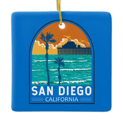 San Diego California Travel Art Vintage Ceramic Ornament