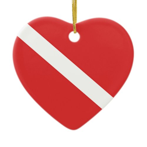 Scuba Diving Logo- Diver's Red White Flag Ceramic Ornament